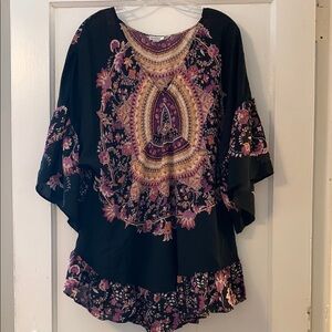 Avenue Bohemian Bell Sleeve Tunic Relaxed Fit
